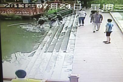 救人現(xiàn)場的視頻截圖。（監(jiān)控截圖）