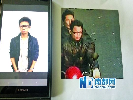 叉車司機(jī)肖東。飛車搶奪嫌疑人(戴眼鏡者)。