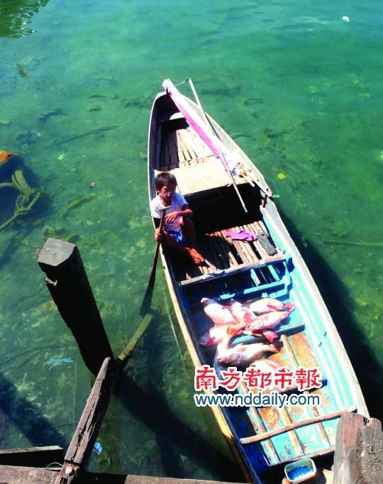 漁船上的孩子。