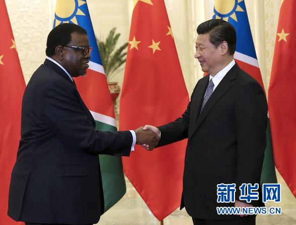 4月8日，國家主席習(xí)近平在北京人民大會堂會見納米比亞總理根哥布。新華社記者 龐興雷 攝