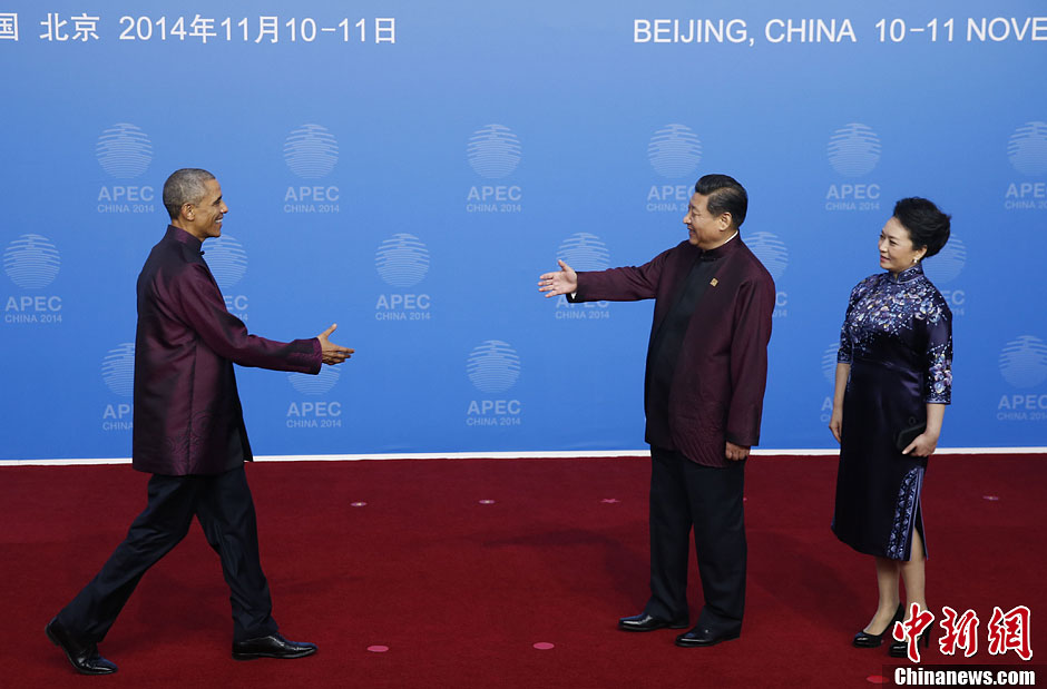 圖為習近平夫婦歡迎美國總統(tǒng)奧巴馬。中新社發(fā) 杜洋 攝