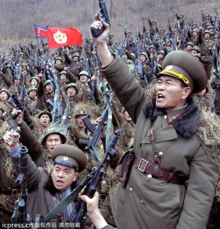 　朝鮮人民軍士兵戰(zhàn)意高昂。